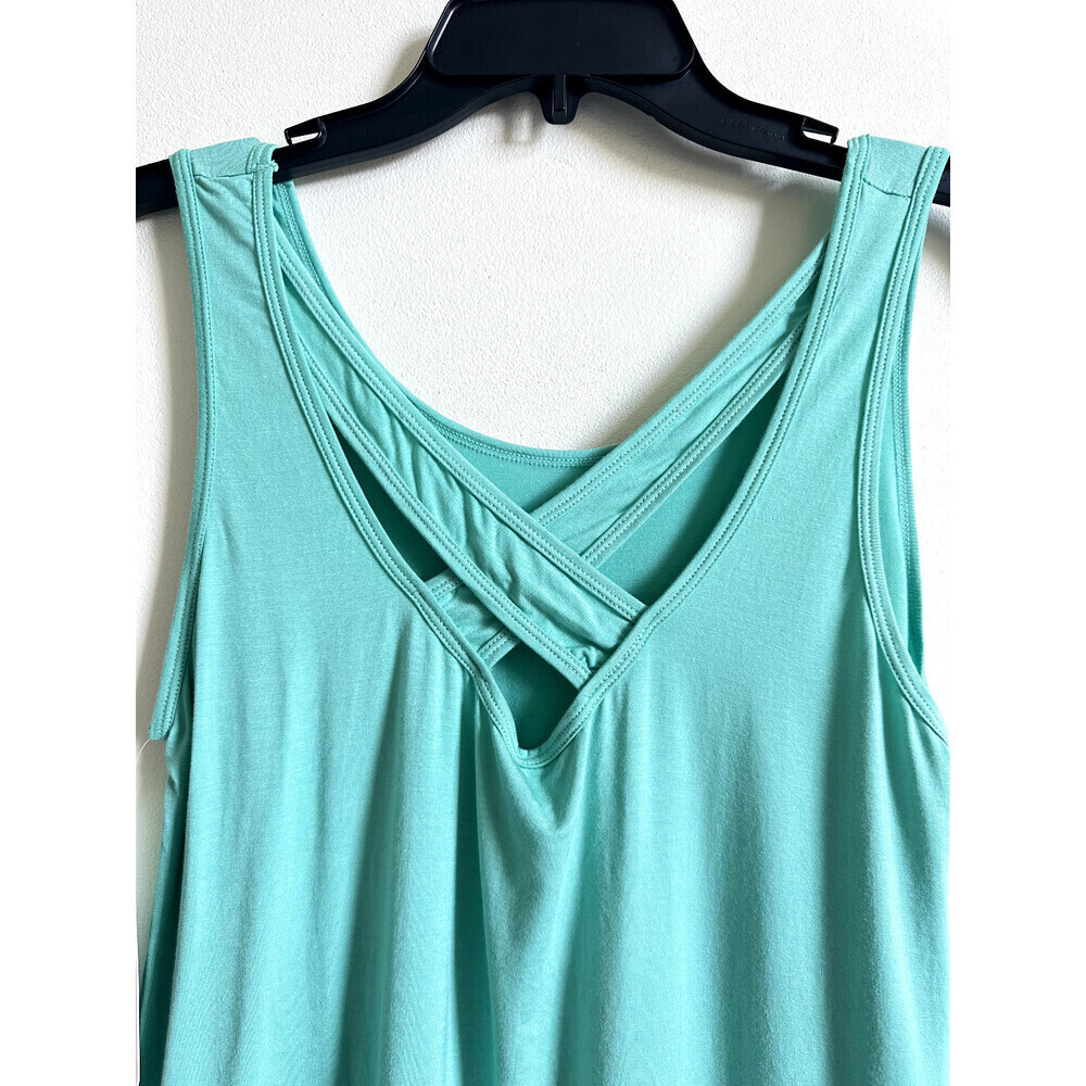 Nicole Miller Sport $58USDWomen's Teal Cross Back Stretch Activewear Tank Sz L - Picture 5 of 7